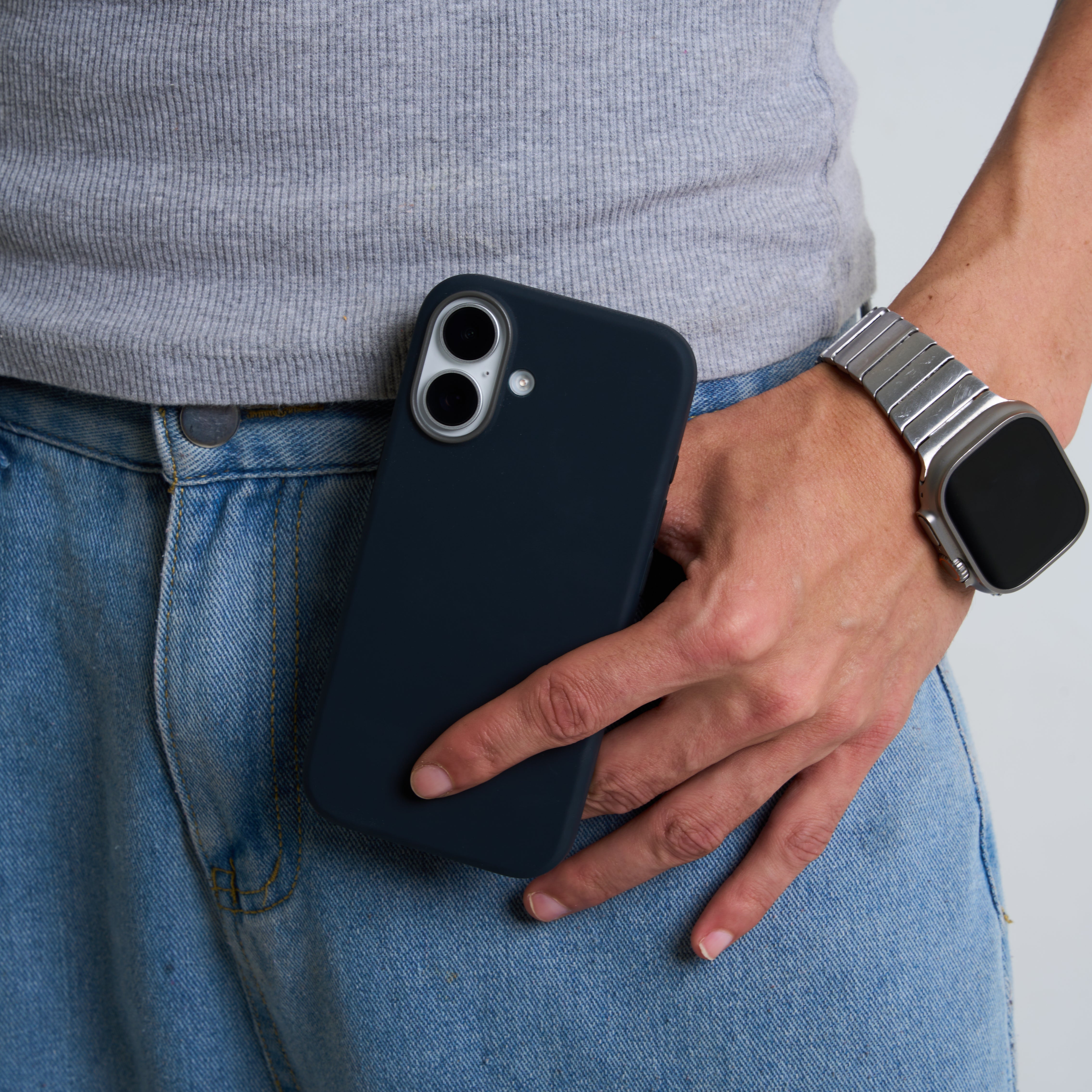 Silicone Snap Fit Case Cover For iPhone 16 Plus