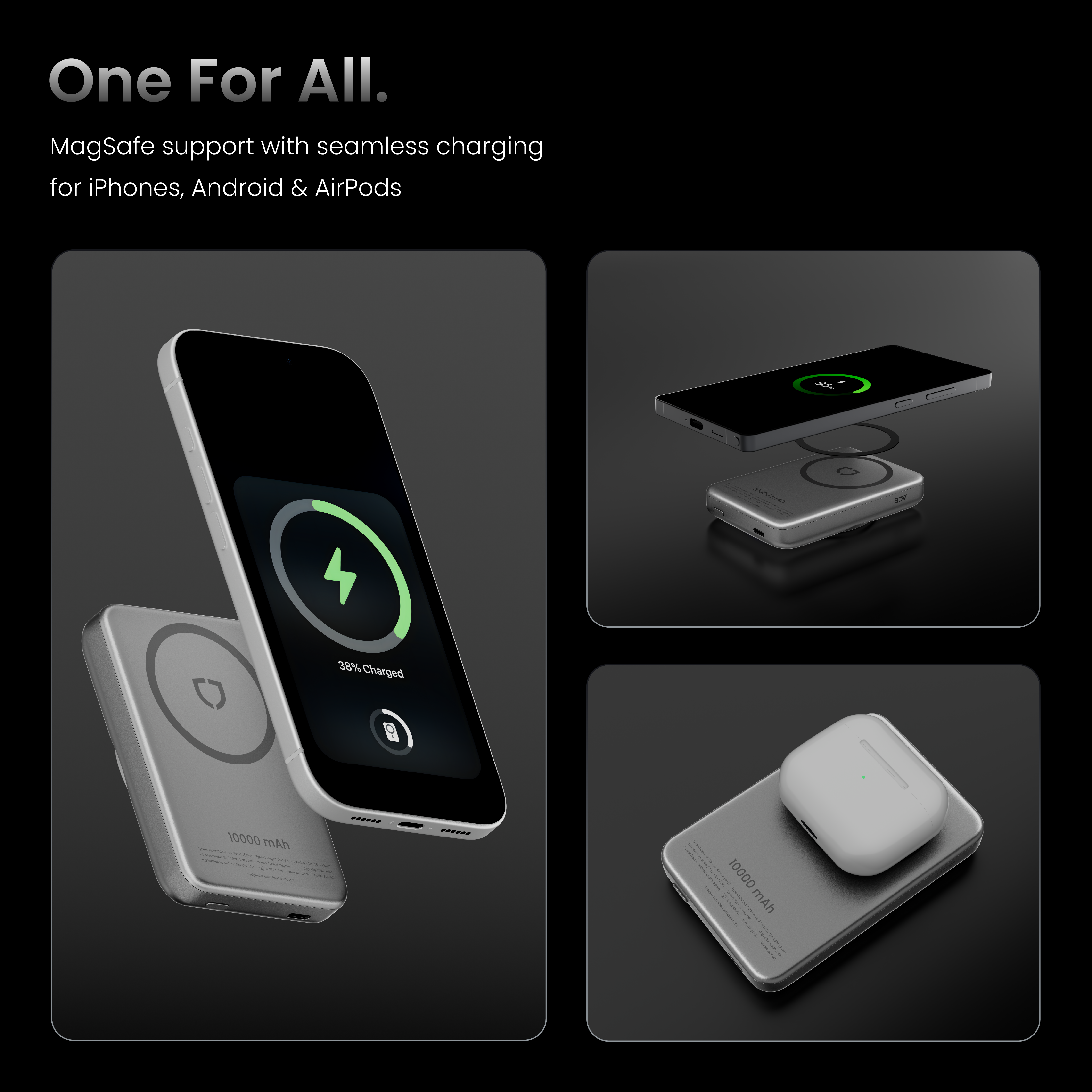 ACE 10000 mAh MagSafe Compatible Aluminium Powerbank For All Day Charging